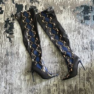 Steve Madden snake print high thigh boots